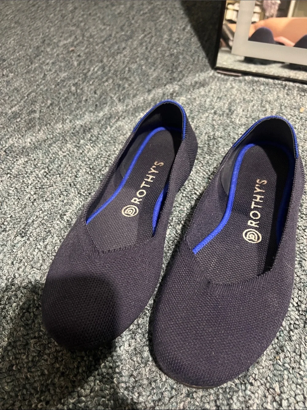 Rothy's Navy Blue Knit Slip-On Flat 9 washable